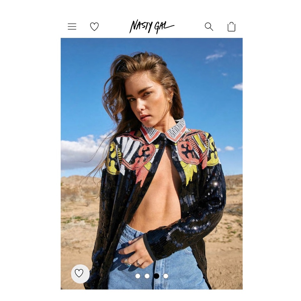 NWT - Nasty Gal Country Star Sequin Embellished Shirt